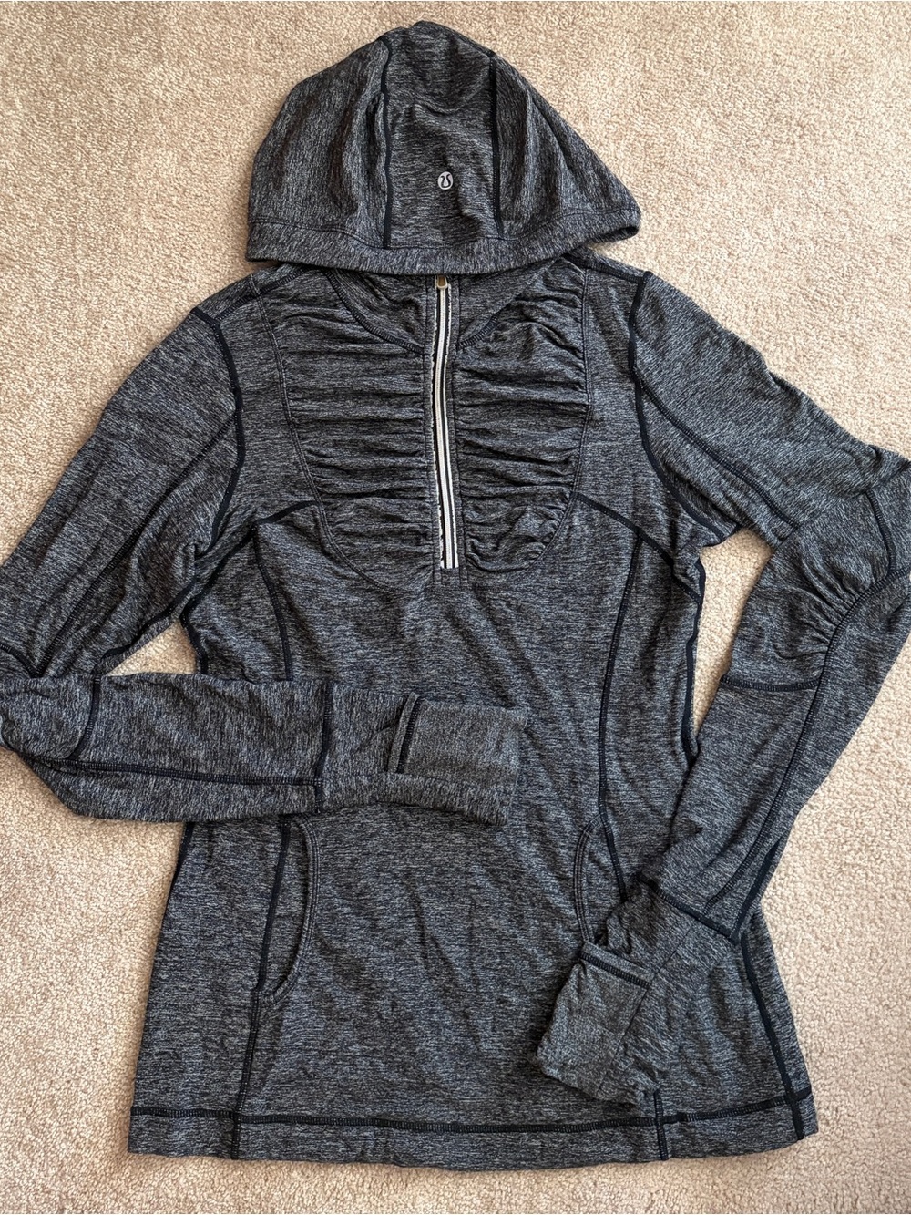 Lululemon Rulu Hooded Long Sleeve Pullover Size 6, Heathered Gray